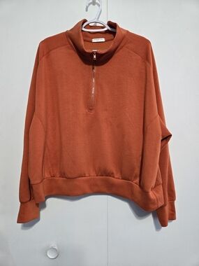 Pinspark Orange Quarter Zip Pullover Sweatshirt 2XL Athleisure Cozy Top